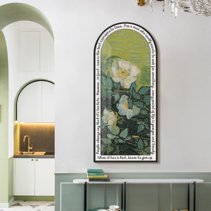 野玫瑰梵高世界名画拱形北欧挂画入户玄关过道装饰画走廊尽头壁画