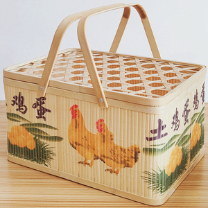 竹编手提竹篮包装土鸡蛋礼品盒家用收纳篮竹筐水果筐端午礼盒定制