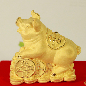 绒沙金猪摆件招财开业乔迁金猪旺财猪工艺礼品客厅家居装饰品