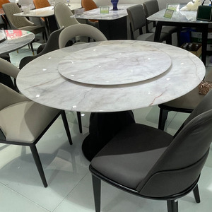 超晶石大理石餐桌圆桌微晶石家用简约饭桌圆形桌椅组合天然饭台桌