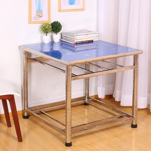 钢化玻璃桌面小四方桌 正方形不锈钢桌子餐桌正方形烤火桌多功能