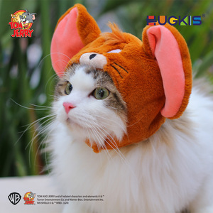 正版猫和老鼠网红宠物毛绒头套可爱猫咪卡通变装帽子搞怪头饰装扮