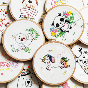 新款幼儿园儿童刺绣手工diy材料包简单小企鹅带框工具生日戳戳乐