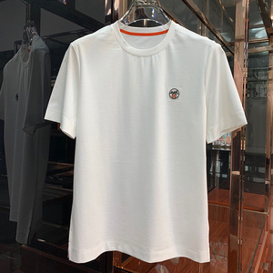 h家轩爱马仕品21夏季新款金属标图案半袖简约圆领短袖t恤情侣男女