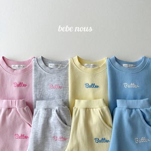 新品上新▲BabyWe韩国童装儿童春季butter字母纯棉卫衣卫裤套装