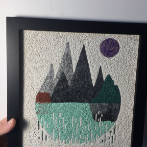 日食湖边山水优美自然风景纸浆画材料包简单好做趣味亲子益智手工