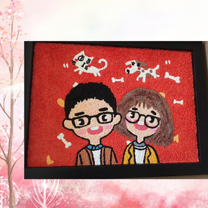 多款情侣q版卡通diy纸浆画材料包自己做手工心意婚庆礼物送男女友