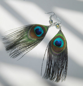孔雀毛羽毛耳环