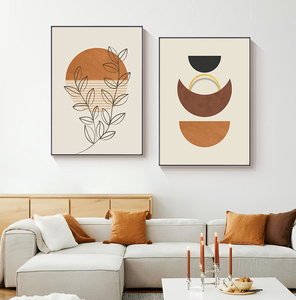 北欧几何抽象客厅背景墙装饰画极简线条餐厅挂画侘寂风莫兰迪壁画