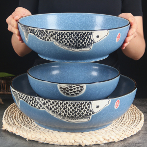 复古陶瓷超特大号碗汤盆创意水煮鱼大盆碗酒店餐厅商用加厚和面盆