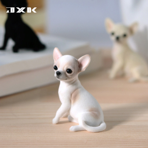 JXK吉娃娃仿真动物模型植绒系列家居车载创意小摆件