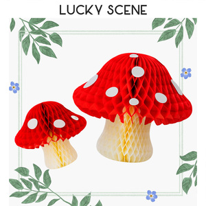【吉祥道具】蘑菇装饰蜂窝球派对挂饰纸灯笼拉花大造型户外生日