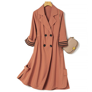 剪标尾单外贸秋季大牌商场撤柜出口薄风衣中长款高级感八分袖外套