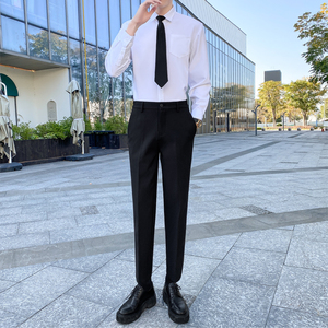 男士应聘面试长袖垂感白衬衣上班职业正式衬衫西裤搭配领带一套装