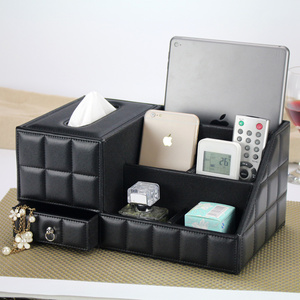 欧式创意皮革客厅茶几纸巾盒 桌面遥控器收纳盒多功能餐巾抽纸盒