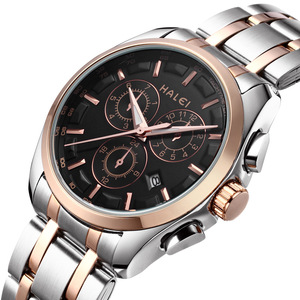 哈雷正品运动款时尚男士石英表钢带防水日历手表夜光学生表手表男