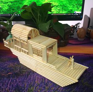 一次性筷子工艺品成品竹筷纯手工制作diy木船游舫模型摆件材料