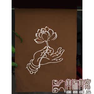 佛手门帘 佛手莲花风水布艺茶室半帘佛堂书房隔断帘 卧室装饰挂帘