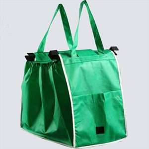 厂家直销爆款绿色环保袋超市购物袋可夹推车TV产品可折叠袋子