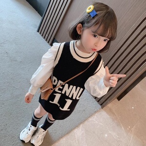小童背带裙韩版公主裙2022春款女童裙一两岁女宝宝春装洋气两件套