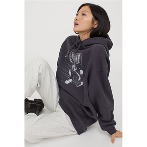 现货清仓 h&m专柜正品 hm女装新品柔软卫衣面料长款连帽衫0974307