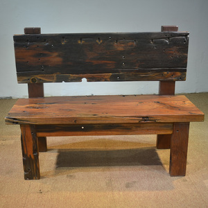 老船木实木长条椅子三人沙发椅子长板靠背椅户外阳台板凳长条板凳