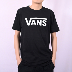 vans范斯男子黑白经典logo印花短袖运动休闲t恤vn0a4mm6wht/blk