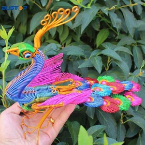 手工编织孔雀模型铝线工艺品金属铁丝diy制作凤凰创意装饰品摆件