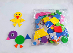 包邮180片/包 几何图形贴纸形状贴海绵纸小学幼儿园圆形三角正方