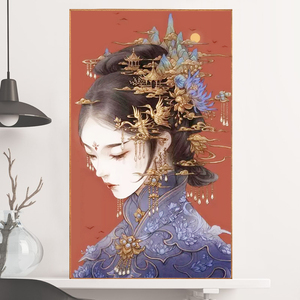 芥子十字绣古风美女2022新款卧室丝线绣人物小件手工简单自己刺绣