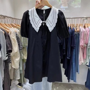 00潮流阁服装批发淘宝南油高端女装深圳欧货sasa夏圆领钉珠泡泡袖