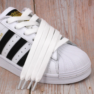 适配阿迪达斯金标贝壳头三叶草运动板鞋黑白色原版小白鞋鞋带男女