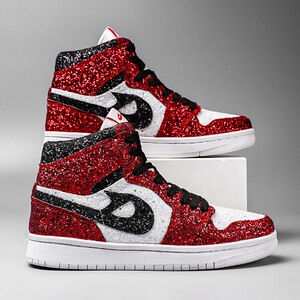 aj1女鞋春季夜店嘻哈鸳鸯高帮板鞋圆头系带拼色甜美亮片运动潮鞋