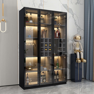 轻奢酒柜靠墙客厅展示柜现代简约小型玻璃门高档家用收藏储物柜子