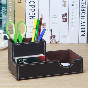 笔筒创意时尚多功能韩国桌面收纳盒 皮质办公用品可爱小清新学生