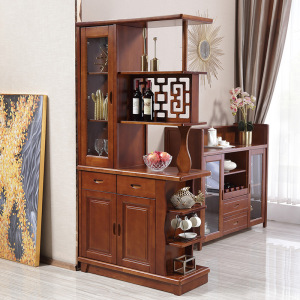 中式实木酒柜鞋柜一体靠墙进门口入户玄关隔断屏风一米镂空门厅柜