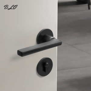 黑色门锁简约磁吸静音分体门把手卧室室内通用型家用实木房门锁具