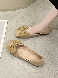 瓢鞋女款夏季豆豆鞋女夏款网红气质软底浅口夏日单鞋女生平底方头