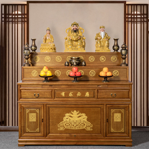 实木藏式三层供桌香案佛台金丝檀家用新中式神台中堂简约佛龛佛柜
