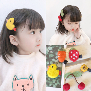 韩国儿童发饰女童手工羊毛毡碎发夹宝宝婴幼儿BB夹头饰胡萝卜发卡
