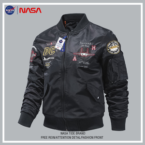 NASA联名美式空军ma1飞行员夹克男飞机刺绣棒球服外套工装夹克潮