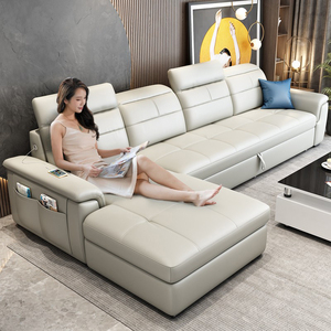 多功能真皮沙发床现代轻奢折叠两用客厅简约三人位直排简易小户型