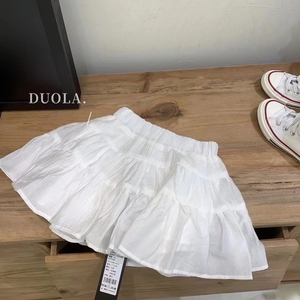 豆子豆瓣韩国童装女童短裙夏季新款小女孩洋气白色裙子时髦蛋糕裙