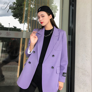 紫色小西装外套女2020新款初秋港风休闲复古chic网红炸街西服上衣