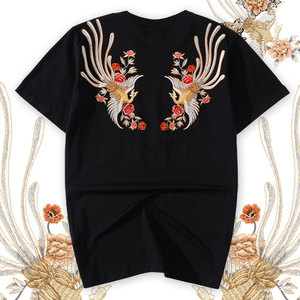 凤凰刺绣t恤男短袖2020夏季重工国潮元素潮牌中国风衣服纯棉半袖