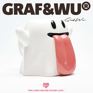 GRAF原创品牌【Mug】可爱鬼幽灵陶瓷白色吐舌头马克杯茶杯咖啡杯
