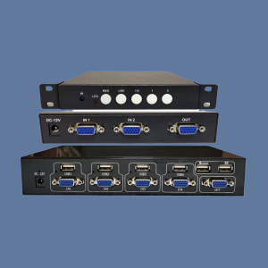 高清vga四2两画面分割器多路电脑分屏器4二进一出键盘kvm鼠标穿越