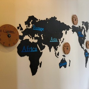 客厅超大2米背景墙装饰静音钟表 创意世界地图挂钟 北欧简约时钟