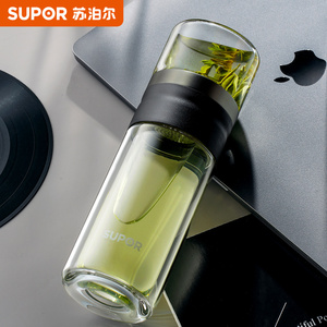 苏泊尔茶水分离杯高档双层玻璃杯泡茶杯子水杯过滤便携男士女可爱