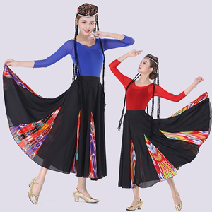 540度裙摆新疆舞裙子大摆半身维族舞练习裙新疆舞蹈裙维吾族裙子